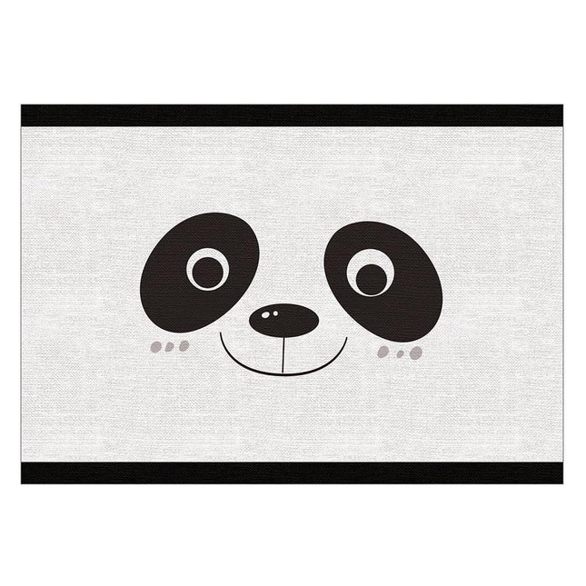 Teppe til barnerom med pandaansikt