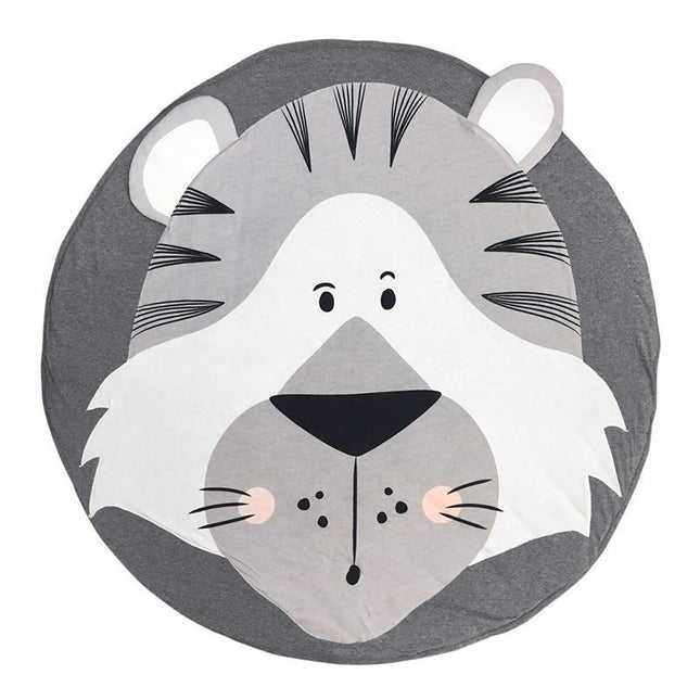 Rundt barneromsteppe med tigeransikt