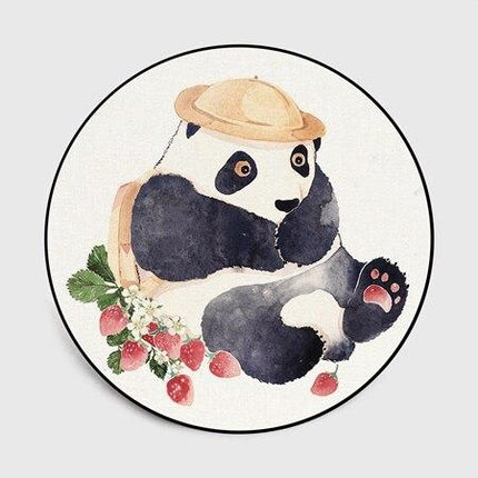 Rundt barneromsteppe med pandamotiv