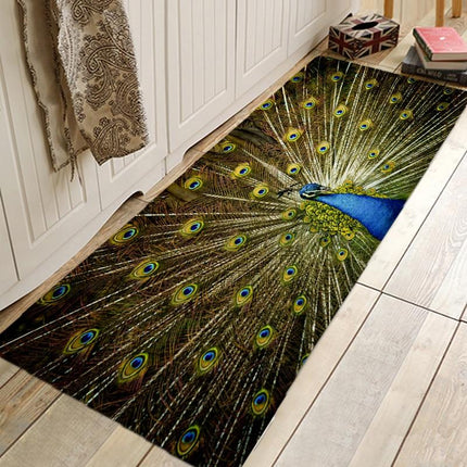 Lang løper med fargerikt påfuglmotiv