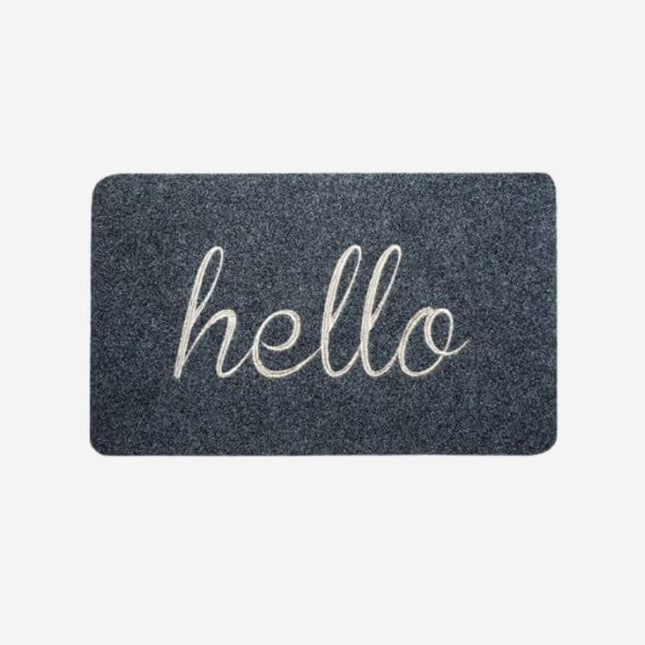 Absorberende mørkegrå 'hello' dørmatte