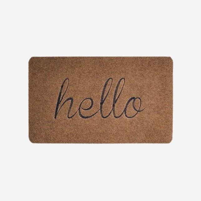 Absorberende mørkegrå 'hello' dørmatte