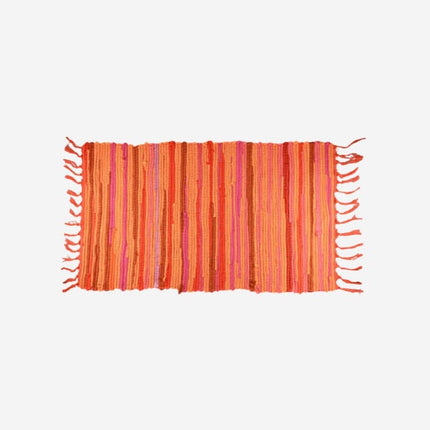 Fargerik fillerye dørmatte med frynser