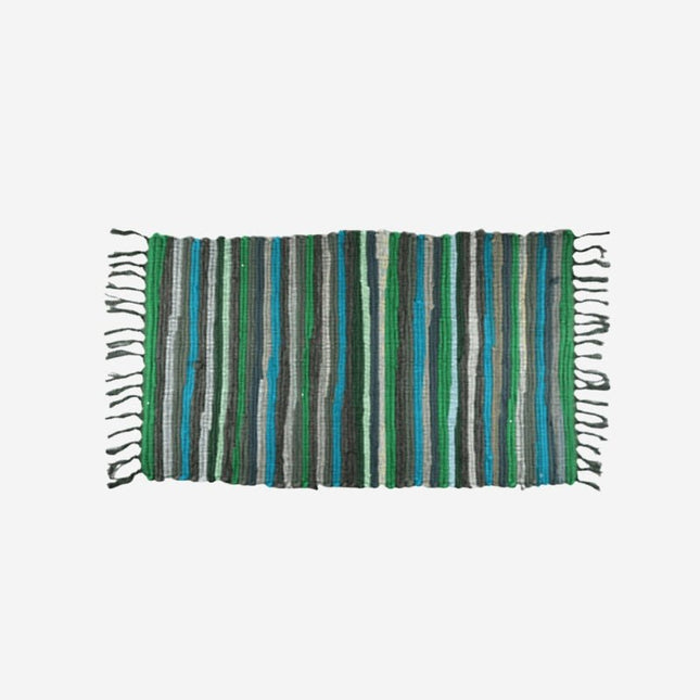 Fargerik fillerye dørmatte med frynser