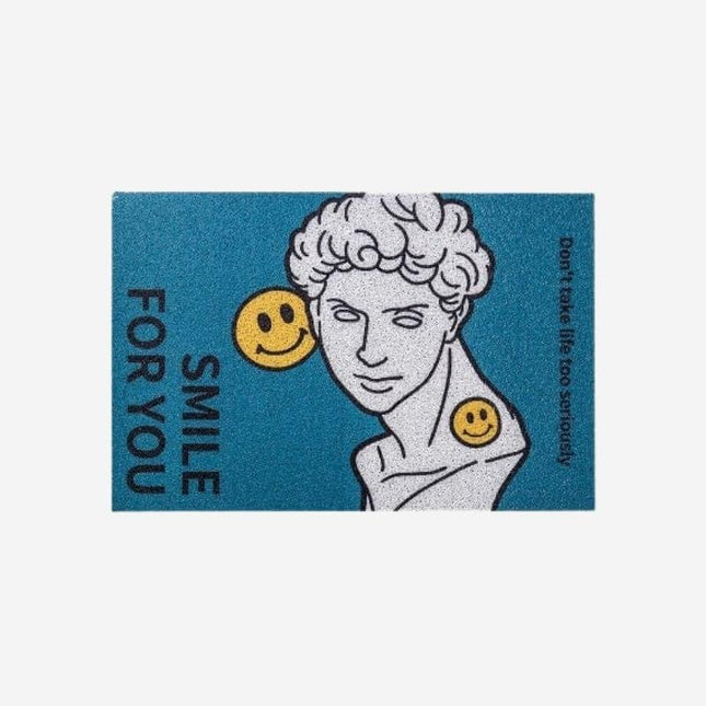 Moderne blå dørmatte med kunstmotiv