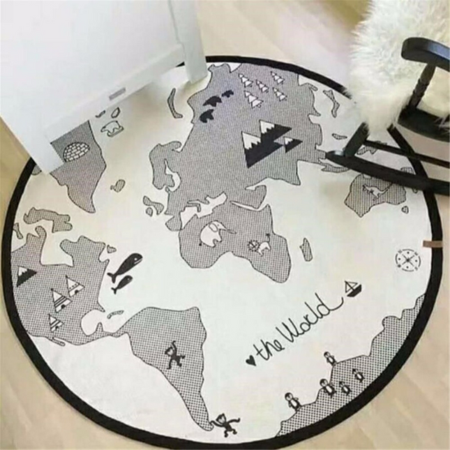 Rundt verdenskart teppe til barnerom