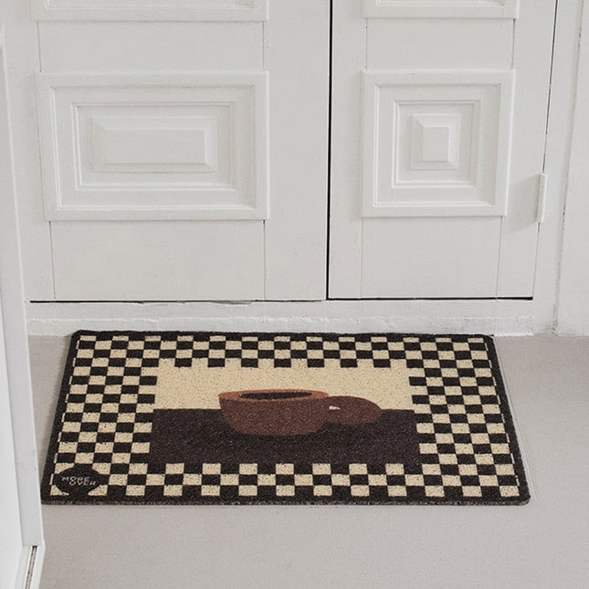 Elegant dørmatte med sjakkbrettmønster