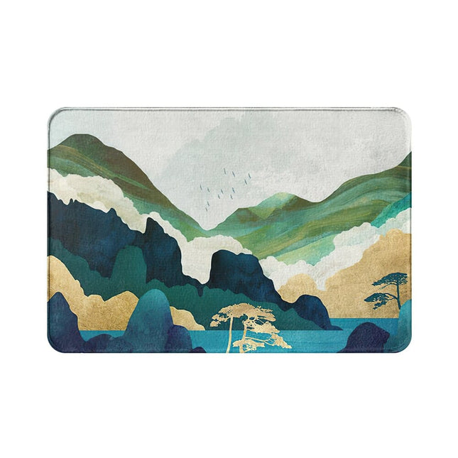 Moderne dørmatte med abstrakt fjellmotiv