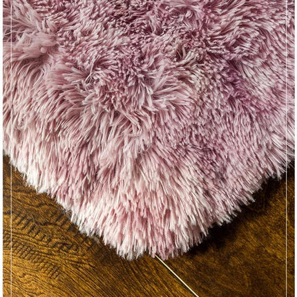 Mykt og langhåret rosa shaggy-teppe