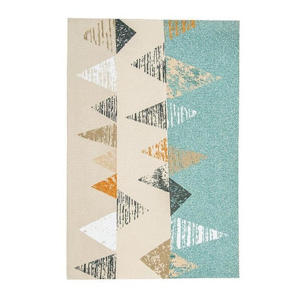 Fargerikt geometrisk teppe i skandinavisk stil