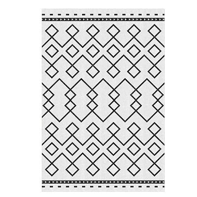 Skandinavisk geometrisk teppe i svart hvitt