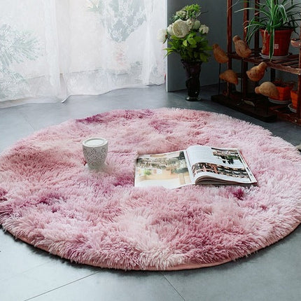 Mykt og rundt rosa shaggy-teppe