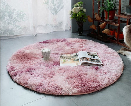 Mykt og rundt rosa shaggy-teppe