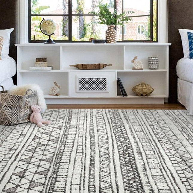 Krem og grått marokkansk stil teppe