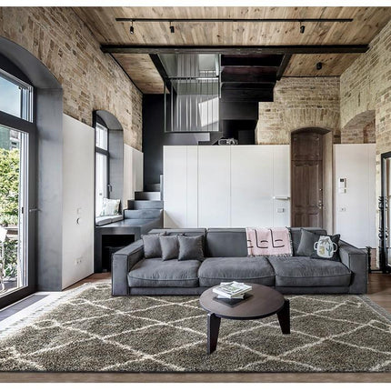 Mørkegrått berberteppe med høy luv