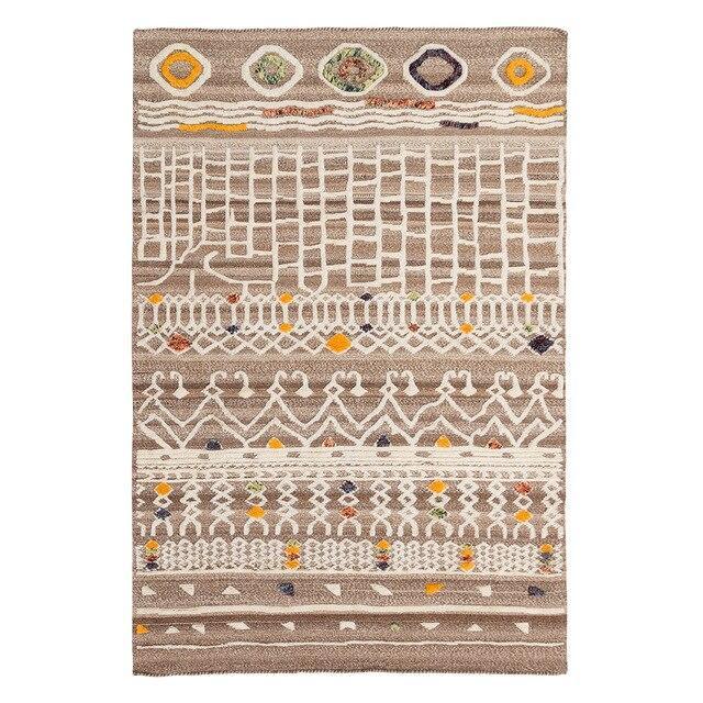 Fargerikt rektangulært berberteppe i ull