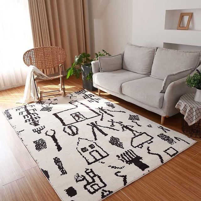 Marokkansk berberteppe i svart og hvitt