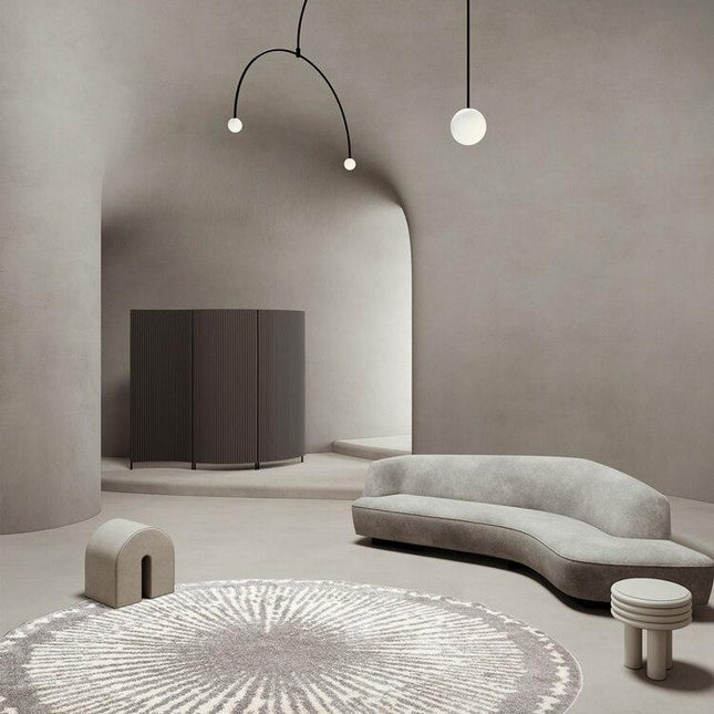 Rundt grått teppe i berberstil