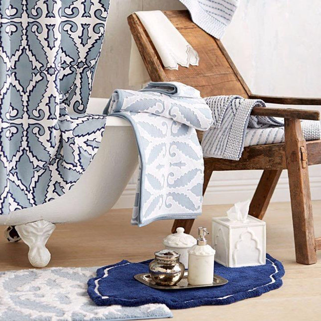 Original blå badematte med mønster