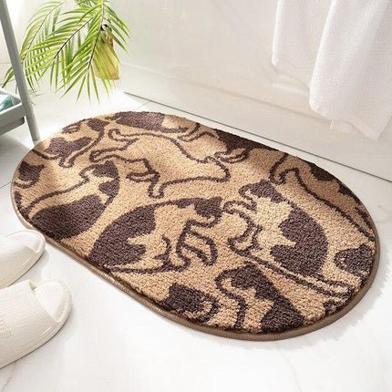 Brun oval badematte med kattemotiv