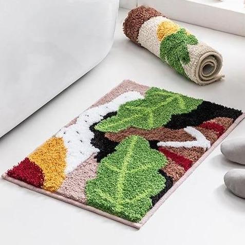 Original badematte med bladmotiv