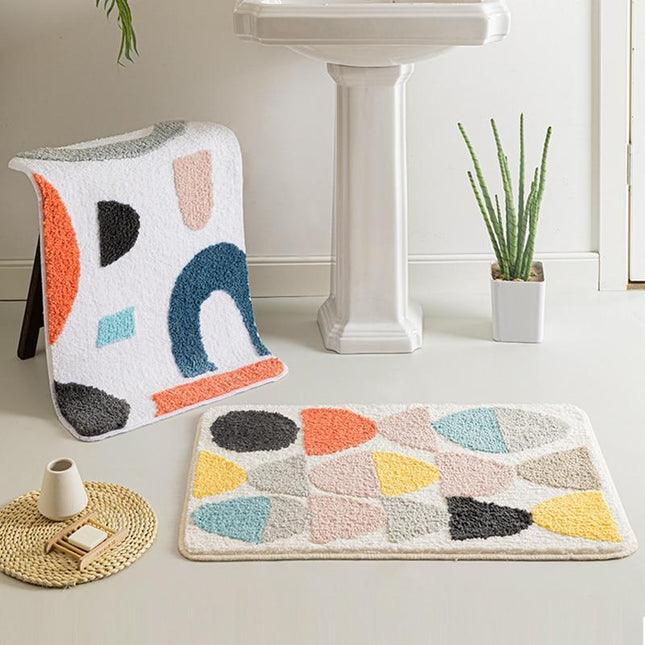 Badematte med fargerikt abstrakt motiv
