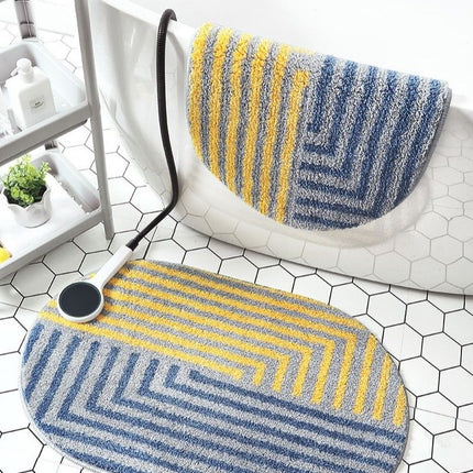 Oval badematte i gult og blått