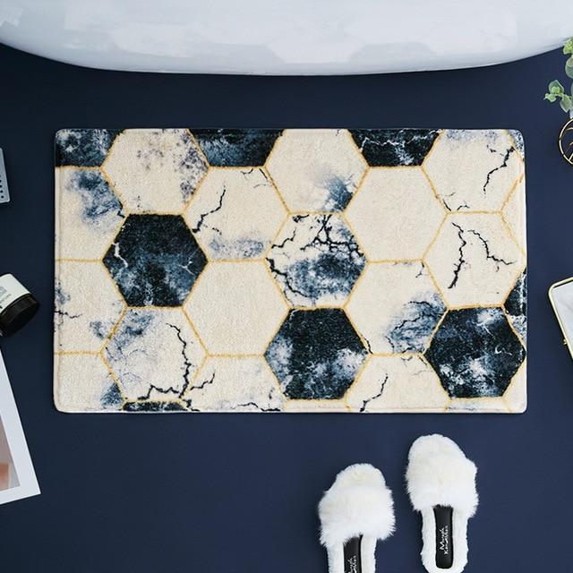 Badematte med heksagon marmormønster