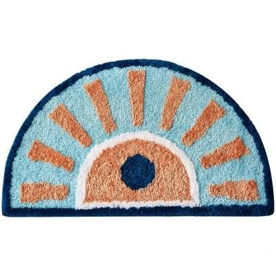 Halvrund badematte med solmotiv