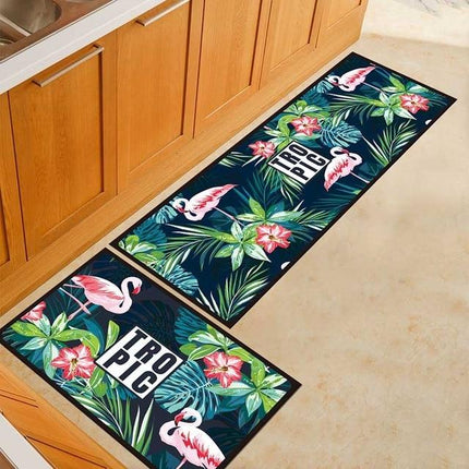 Tropisk kjøkkenmatte med rosa flamingoer