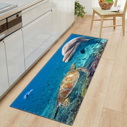 Kjøkkenmatte med havmotiv delfin skilpadde