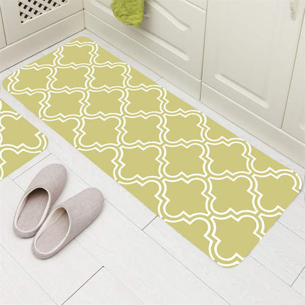 Limegrønn kjøkkenmatte med hvitt mønster