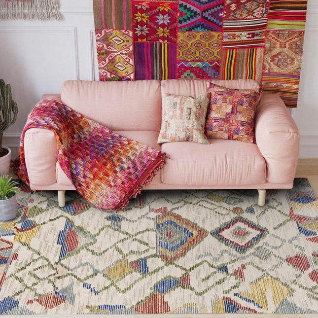Fargerikt teppe i bohemsk berberstil