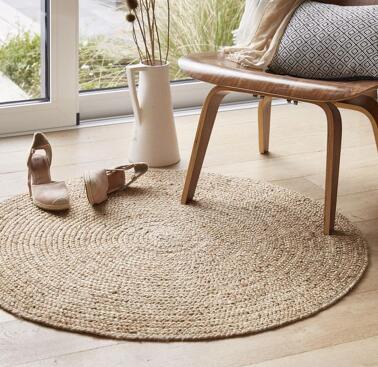 Rundt teppe 100cm i flettet jute