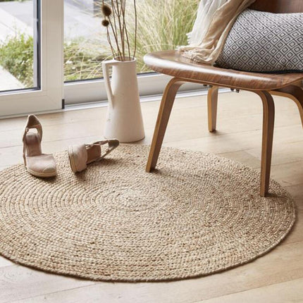 Rundt teppe 100cm i flettet jute