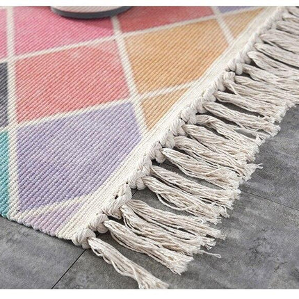 Rosa teppe med diamantmønster