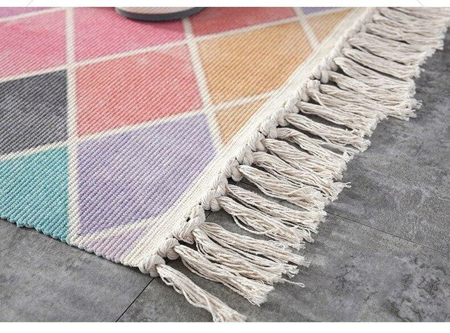 Rosa teppe med diamantmønster