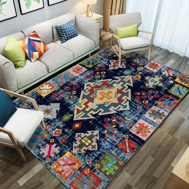 Fargerikt blått marokkansk teppe