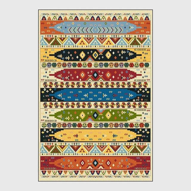 Gulvteppe med fargerikt aztekermønster
