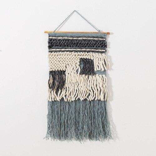 Vevd veggteppe i grått design