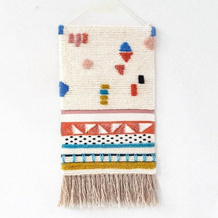 Fargerikt veggteppe i kilim-stil