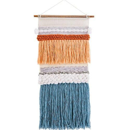 Moderne fargerik veggrye med frynser