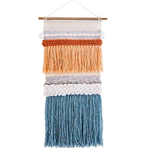 Moderne fargerik veggrye med frynser