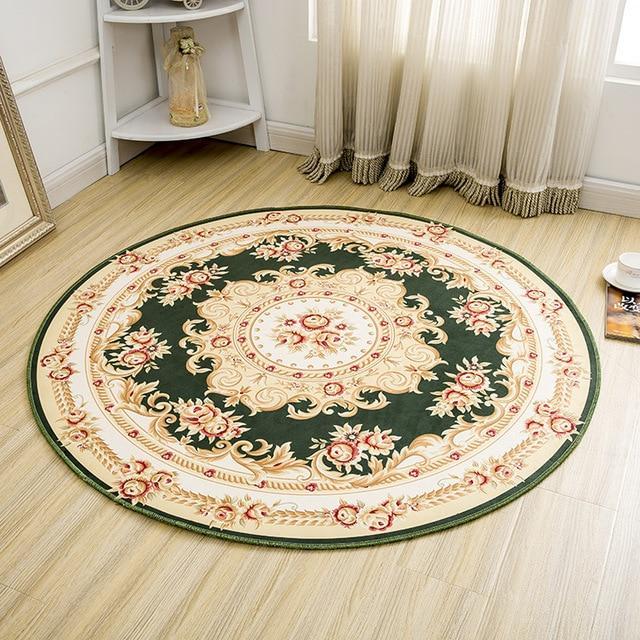 Rundt grønt teppe i persisk stil
