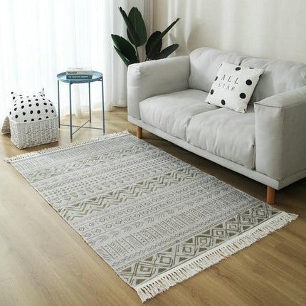 Rektangulært bomullsteppe med etnisk mønster