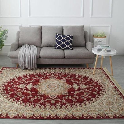 Rødt rundt teppe i persisk stil