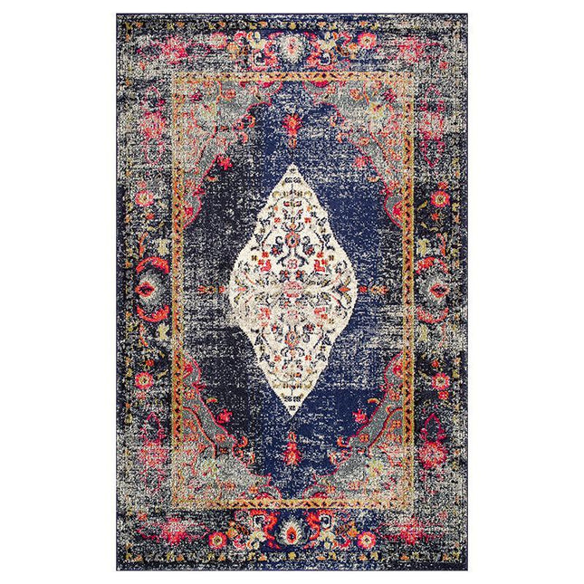 Mørkeblått vintage teppe i 70-tallsstil