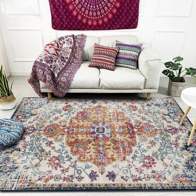 Vintage teppe i beige og oransje