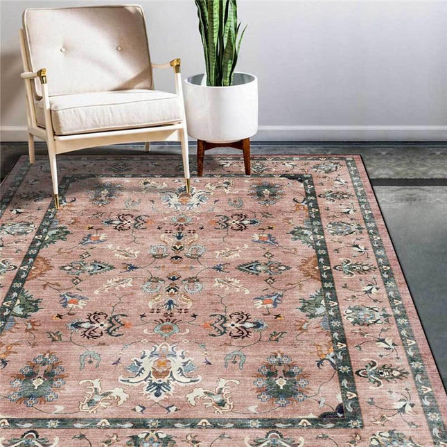 Pudderrosa teppe med vintage mønster