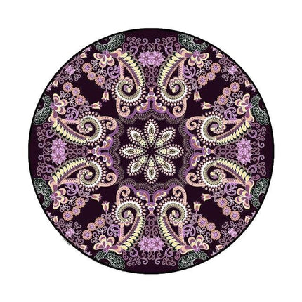 Mørkelilla rundt teppe med mønster